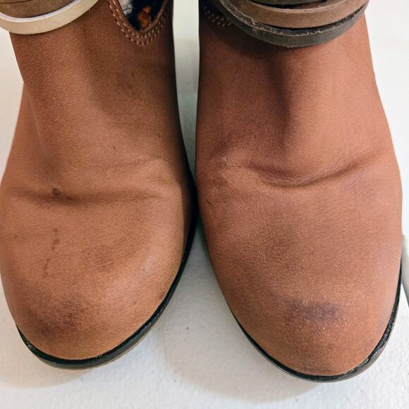 Steve Madden Tolteca Boots Womens Size 6 Cognac Leather Southwest Mid Calf Boho - Picture 3 of 11